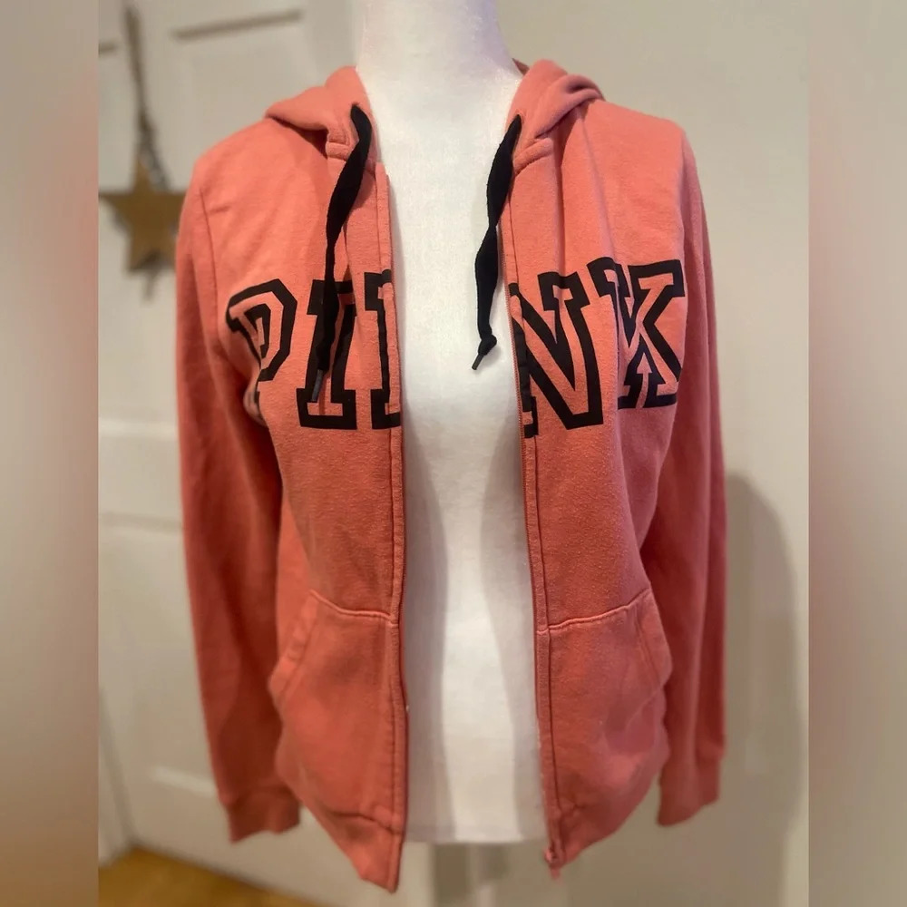 Victorias Secret PINK Everyday Lounge Perfect Full Zip Hoodie XSmall Dusty Coral - Picture 5 of 10